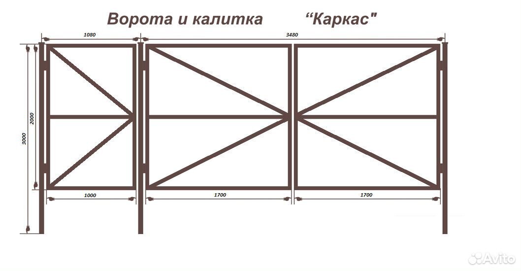 Калитка для забора чертеж с размерами