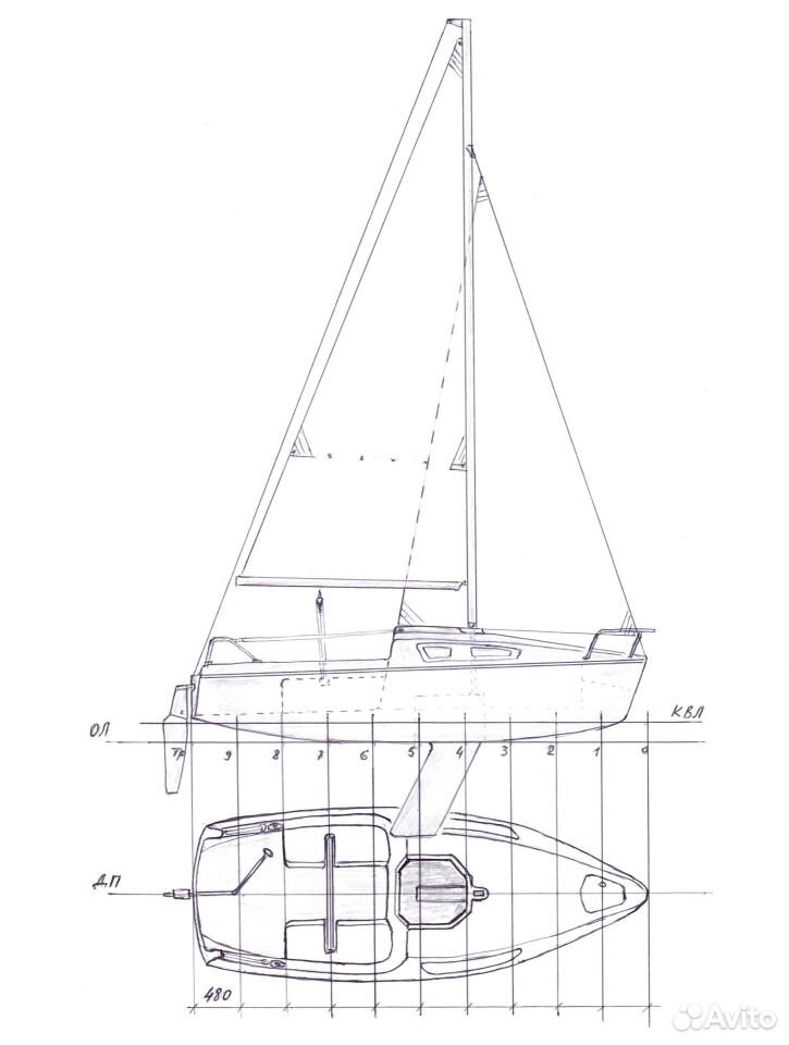 Чертеж швертбота 470