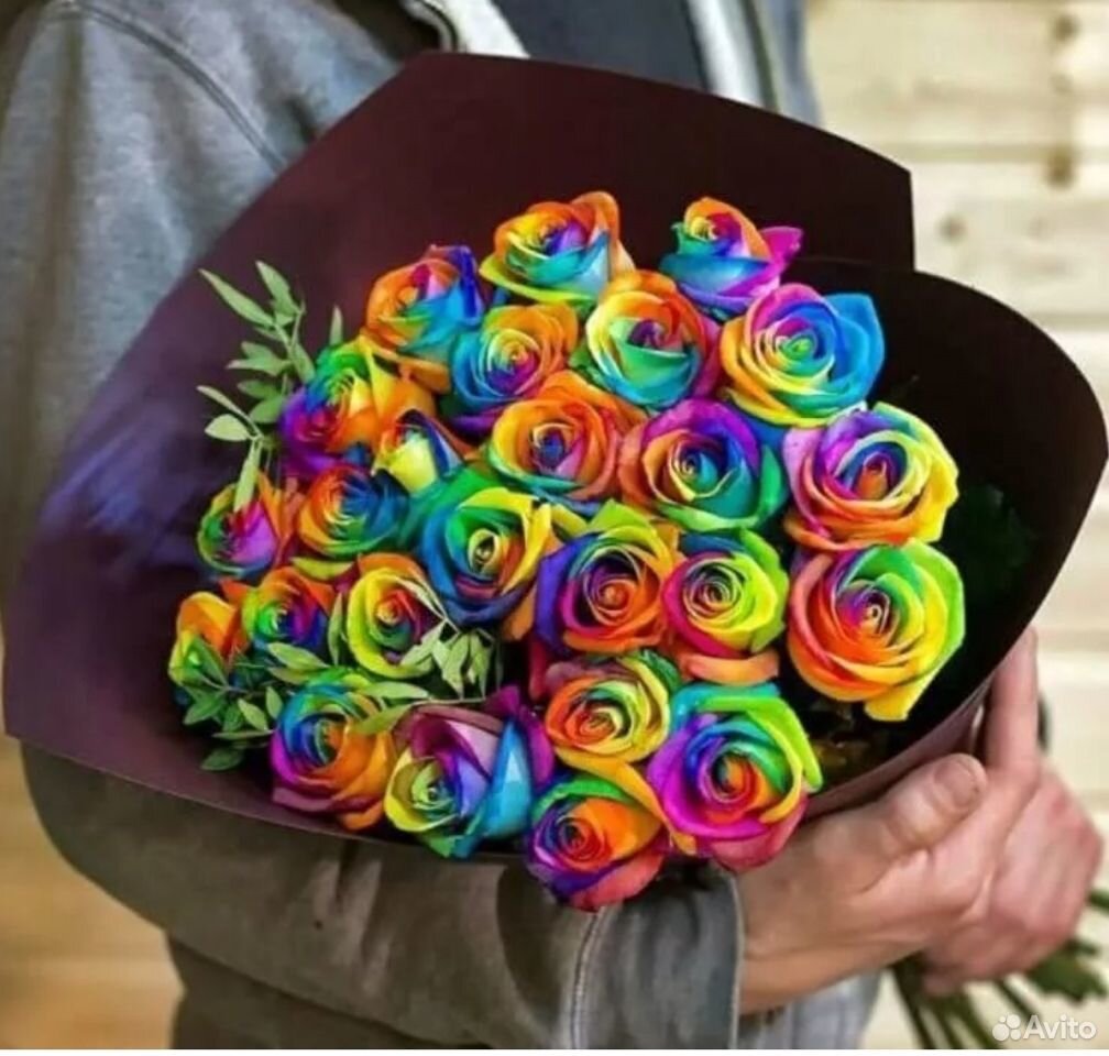 Радужные розы, доставка цветов купить на Зозу.ру - фотография № 1