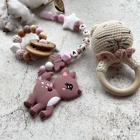 Именной держатель для соски Грызунок