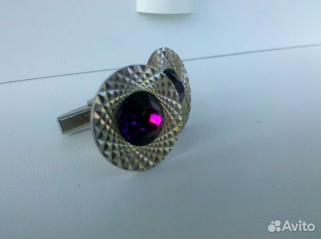 Запонки с фиолетовым камнем СССР винтаж