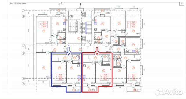 1-к квартира, 42 м², 4/9 эт.