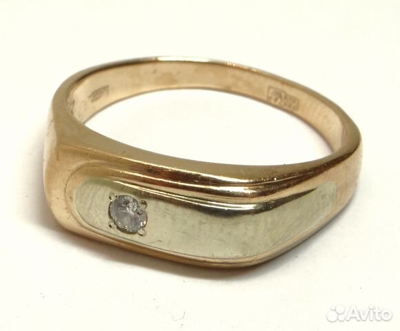 Золотое мужское кольцо 585 пробы с бриллиантом