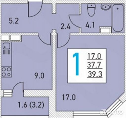 1-к квартира, 39.3 м², 9/12 эт.