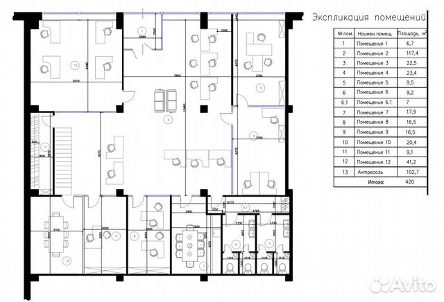 Помещение свободного назначения, 420 м²
