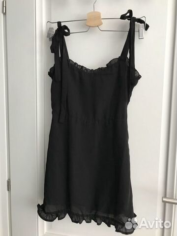 Платье мини чёрное бретельки вечернее шифон