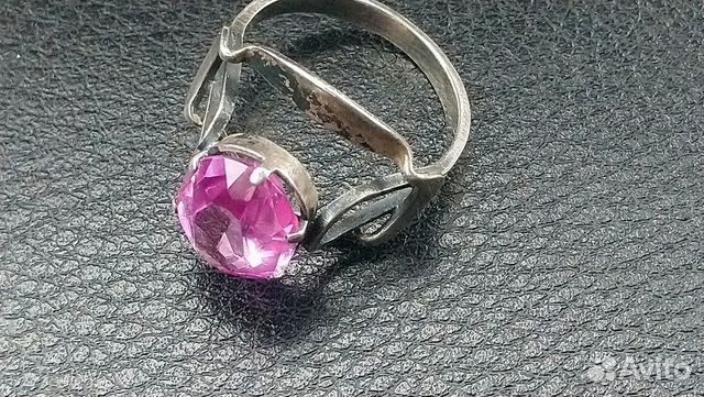 Кольцо, перстень серебро 875 с камнем корунд