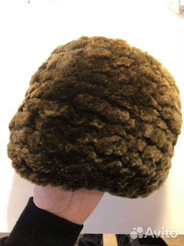 Женская шапка натуральный мутон вязанная зима разм