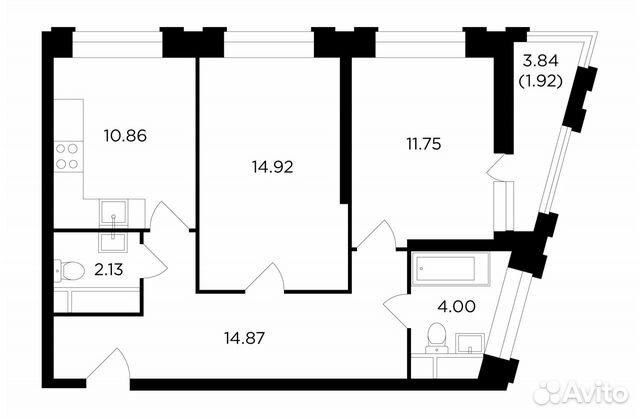 2-к квартира, 60.5 м², 2/27 эт. 2-к квартира, 60.5 м², 2/27 эт.
