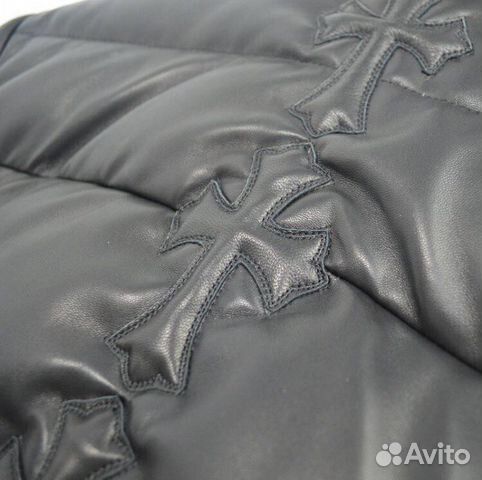 Кожаная куртка пуховик Chrome Hearts Кожаная куртка пуховик Chrome Hearts