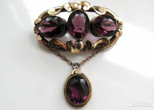 Крупная Антикварная Брошь Позолота 19 Век Крупная Антикварная Брошь Позолота 19 Век