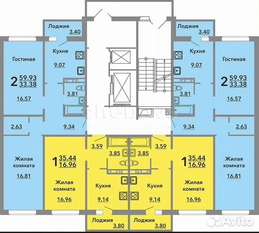 2-к квартира, 59.9 м², 5/16 эт. 2-к квартира, 59.9 м², 5/16 эт.