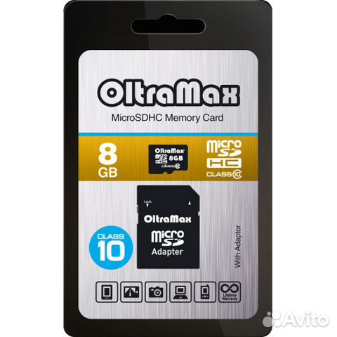 Карта памяти OltraMax microsdhc Class 10 8Gb (с ад