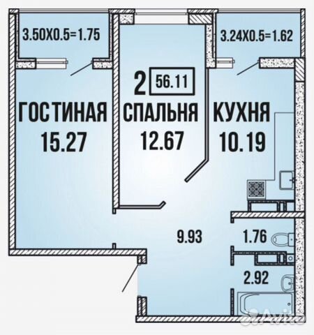 2-к квартира, 56.1 м², 8/18 эт.
