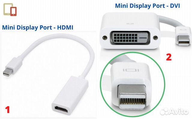 Адаптер Mini DP, DP, Mini DVI - hdmi / DVI / VGA Адаптер Mini DP, DP, Mini DVI - hdmi / DVI / VGA