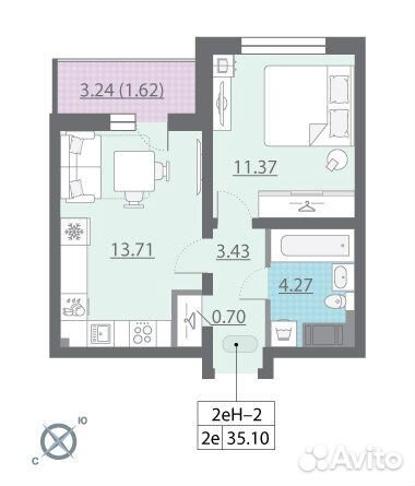 1-к квартира, 35.1 м², 16/18 эт. 1-к квартира, 35.1 м², 16/18 эт.