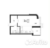 Студия, 34.7 м², 19/21 эт. Студия, 34.7 м², 19/21 эт.