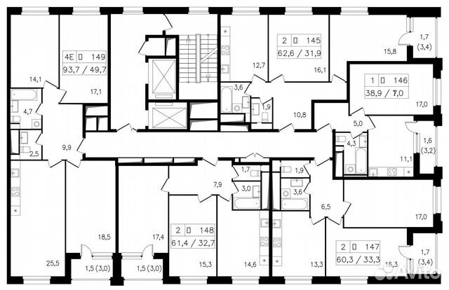 2-к квартира, 62.6 м², 15/17 эт. 2-к квартира, 62.6 м², 15/17 эт.