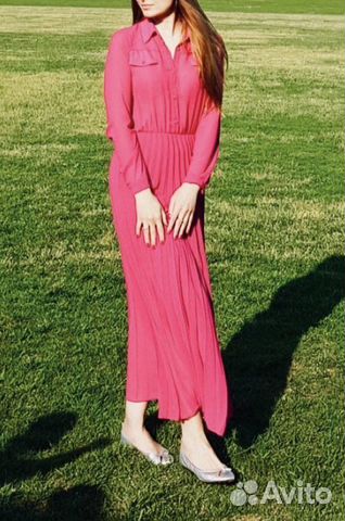 Платье c юбкой плиссе, цвет фуксии (Италия), р.S-М