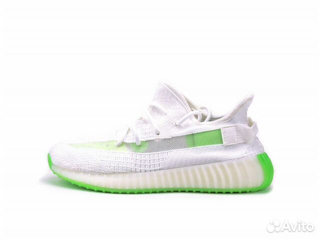 Adidas Yeezy Boost 350 V2 белые на зеленой подошве Adidas Yeezy Boost 350 V2 белые на зеленой подошве