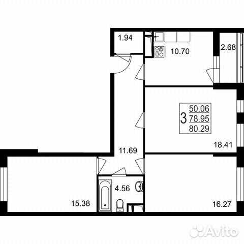 3-к квартира, 80.3 м², 4/8 эт.