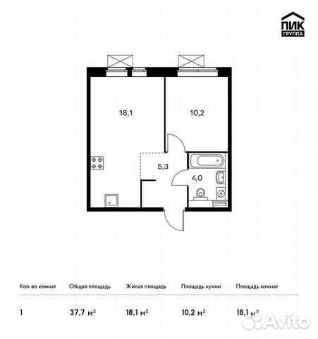 1-к квартира, 37.7 м², 21/25 эт. 1-к квартира, 37.7 м², 21/25 эт.