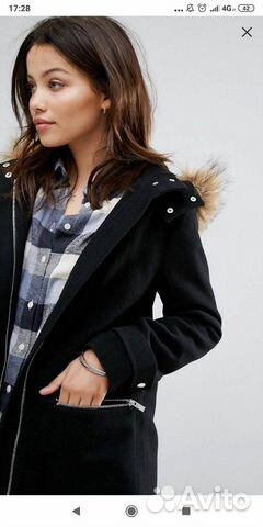 Парка чёрная с искусственным мехом New look