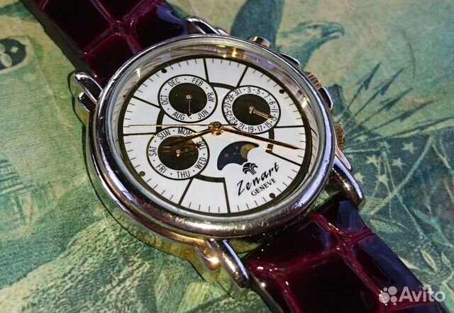 Швейцарские часы Zenart Chronograph Geneve лунник