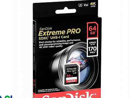 Карты памяти SD U3 V30 SanDisk Extreme Pro 170MBs