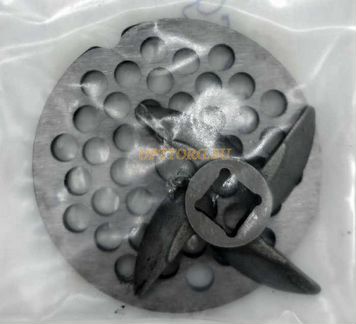 Решетка мясорубки аксион, мелкая + нож; 48066