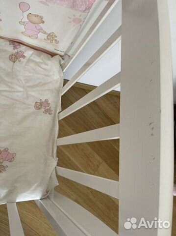 Детская кроватка с продольным маятником с матрасом