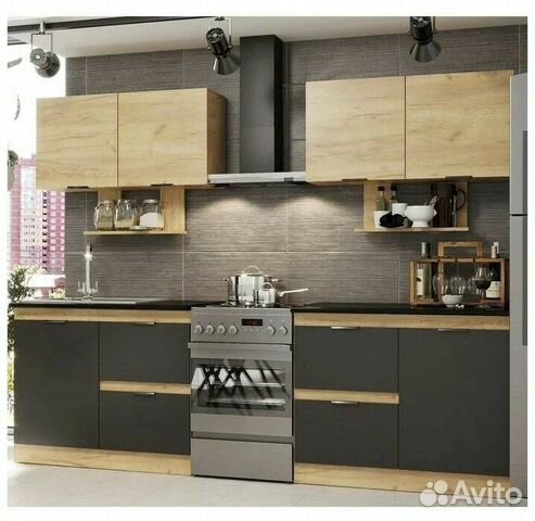 Кухонный гарнитур дерево Графит. Новый