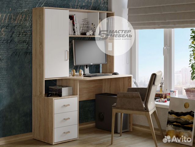 Стол компьютерный с ящиками и полками Юниор