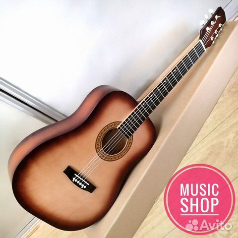 Гитара новая акустическая широкий гриф