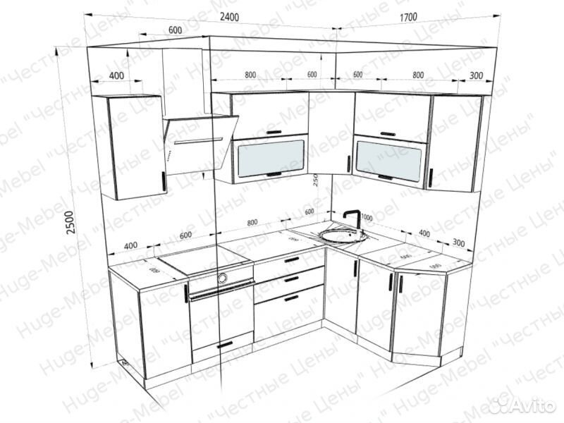 Угловая кухня 170 на 170
