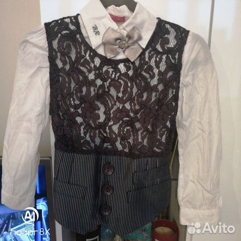 Школьная блузка с жилеткой для девочки