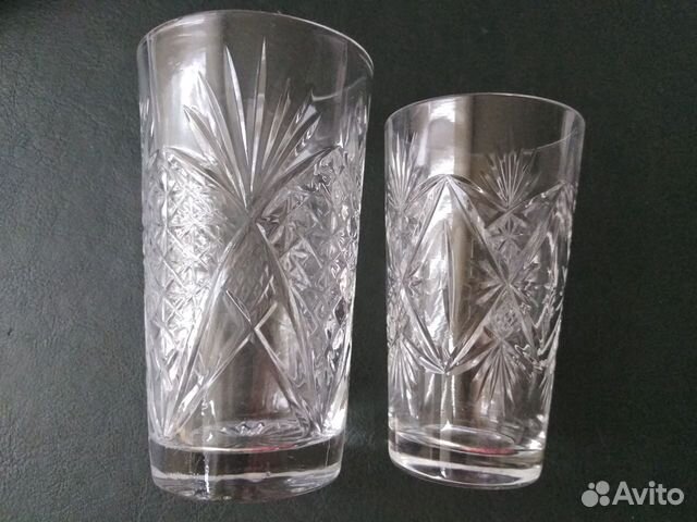 Хрусталь с алмазной нарезкой высокие стопки СССР