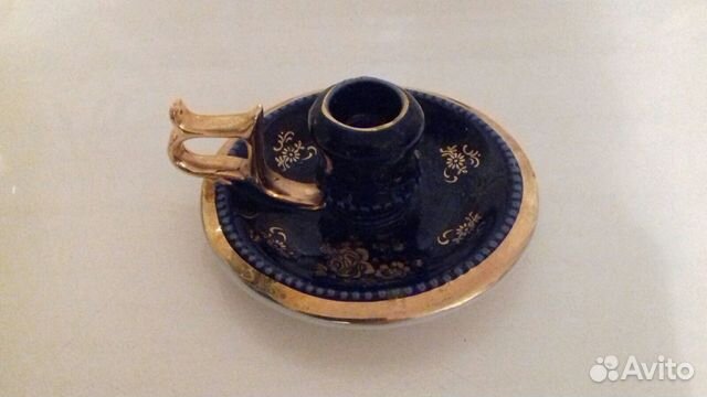 Подсвечник.Кобальт с позолотой.Чехия.Клеймо