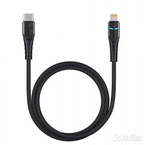 Кабель Deppa LED USB-С - Lightning, черный (RU)