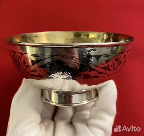 Серебряная кофеница, пиала, 875 пробы