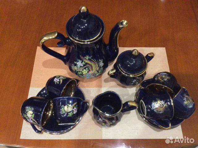 Чайный сервиз кобальт с позолотой Турция