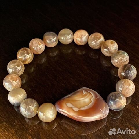 Браслет из черного лунного камня