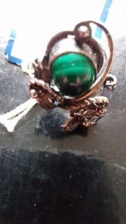 Кольца серебро малахит СССР