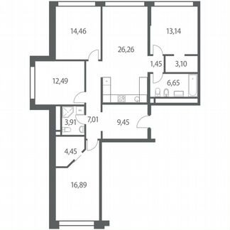 4-к квартира, 119.3 м², 27/35 эт.