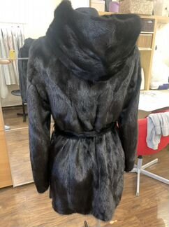 Шуба норковая с капюшоном