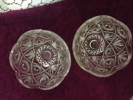 2 хрустальные салатницы СССР