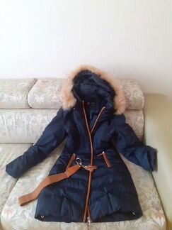 Пальто пуховое с натуральным мехом