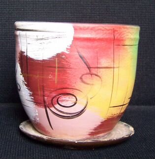 Горшок расписной керамический