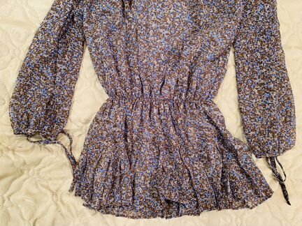 Платье в цветочек на подкладке S