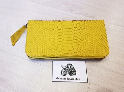 Кошелек желтый из кожи питона настоящий